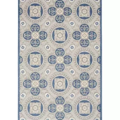 Kirklands Home Outdoor Rugs|Aloha Blue Medallion Indoor/Outdoor Area Rug, 3x5