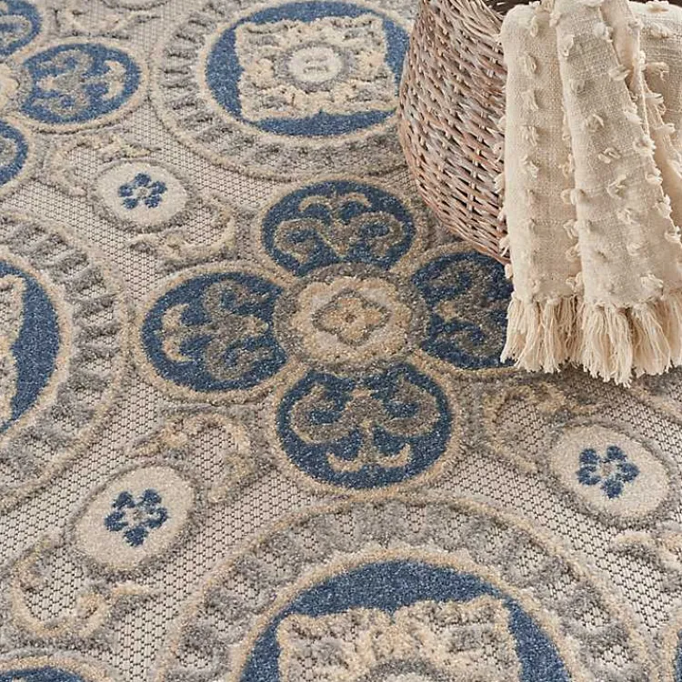 Kirklands Home Outdoor Rugs|Aloha Blue Medallion Indoor/Outdoor Area Rug, 3x5