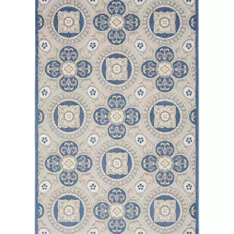 Kirklands Home Outdoor Rugs|Aloha Blue Medallion Indoor/Outdoor Area Rug, 5x7