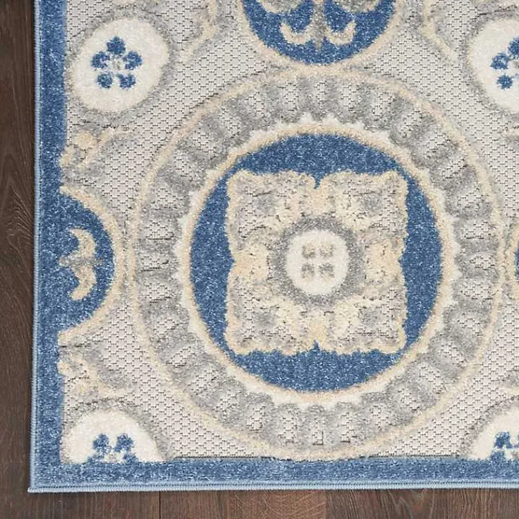 Kirklands Home Outdoor Rugs|Aloha Blue Medallion Indoor/Outdoor Area Rug, 5x7