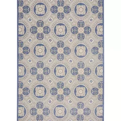 Kirklands Home Outdoor Rugs|Aloha Blue Medallion Indoor/Outdoor Area Rug, 9x12