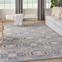 Kirklands Home Outdoor Rugs|Aloha Blue Medallion Indoor/Outdoor Area Rug, 9x12