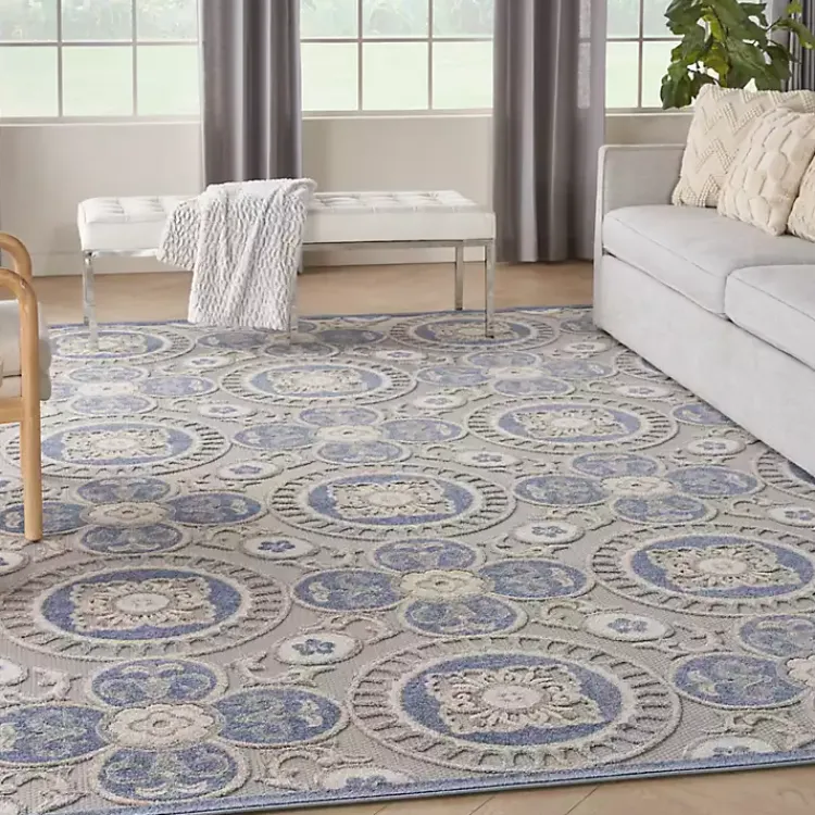 Kirklands Home Outdoor Rugs|Aloha Blue Medallion Indoor/Outdoor Area Rug, 9x12