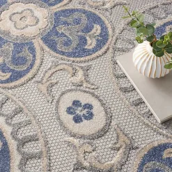 Kirklands Home Outdoor Rugs|Aloha Blue Medallion Indoor/Outdoor Area Rug, 9x12