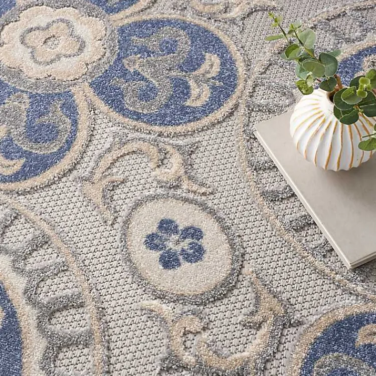 Kirklands Home Outdoor Rugs|Aloha Blue Medallion Indoor/Outdoor Area Rug, 9x12