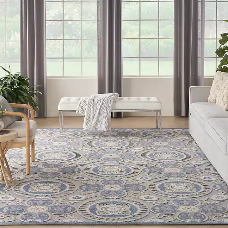 Kirklands Home Outdoor Rugs|Aloha Blue Medallion Indoor/Outdoor Area Rug, 9x12