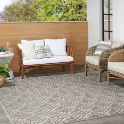 Kirklands Home Outdoor Rugs|Aloha Botanical Indoor/Outdoor Rug, 3x5 Gray