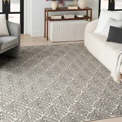 Kirklands Home Outdoor Rugs|Aloha Botanical Indoor/Outdoor Rug, 3x5 Gray