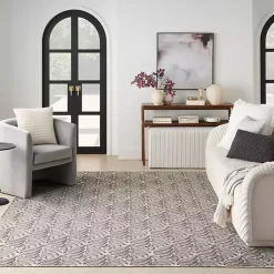 Kirklands Home Outdoor Rugs|Aloha Botanical Indoor/Outdoor Rug, 5x7 Gray