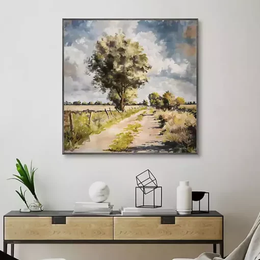 Kirklands Home Canvas Art|Along A Country Trail Framed Canvas Art Print Multi