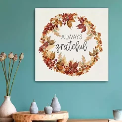 Best Always Grateful Wreath Canvas Art Print Fall