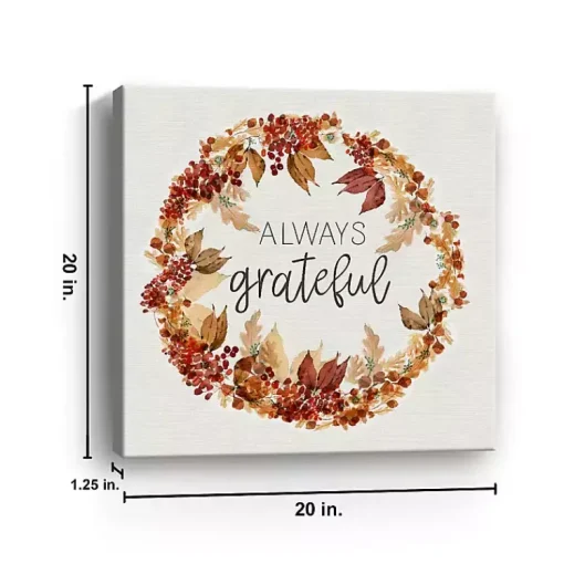Best Always Grateful Wreath Canvas Art Print Fall