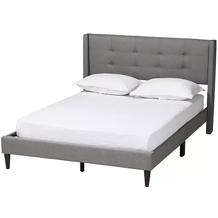 Kirklands Home Beds & Headboards|Amala Button Tufted Queen Bed Frame Gray