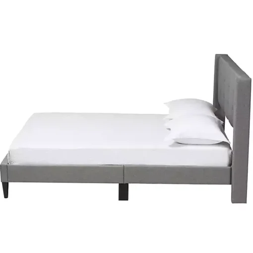 Kirklands Home Beds & Headboards|Amala Button Tufted Queen Bed Frame Gray