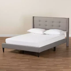 Kirklands Home Beds & Headboards|Amala Button Tufted Queen Bed Frame Gray