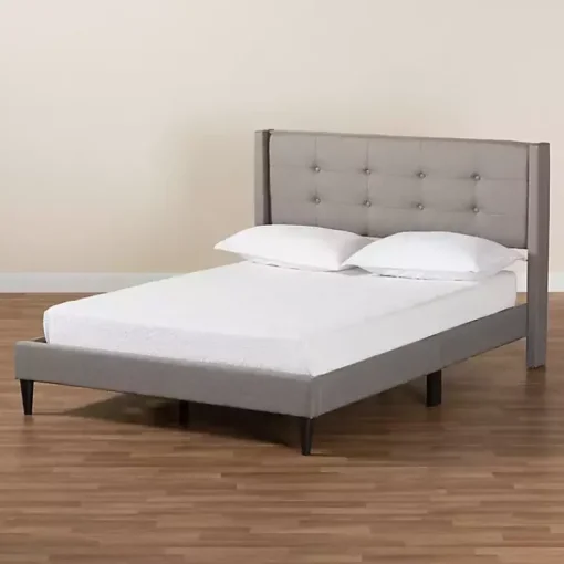 Kirklands Home Beds & Headboards|Amala Button Tufted Queen Bed Frame Gray