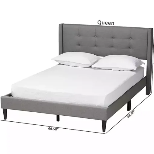 Kirklands Home Beds & Headboards|Amala Button Tufted Queen Bed Frame Gray