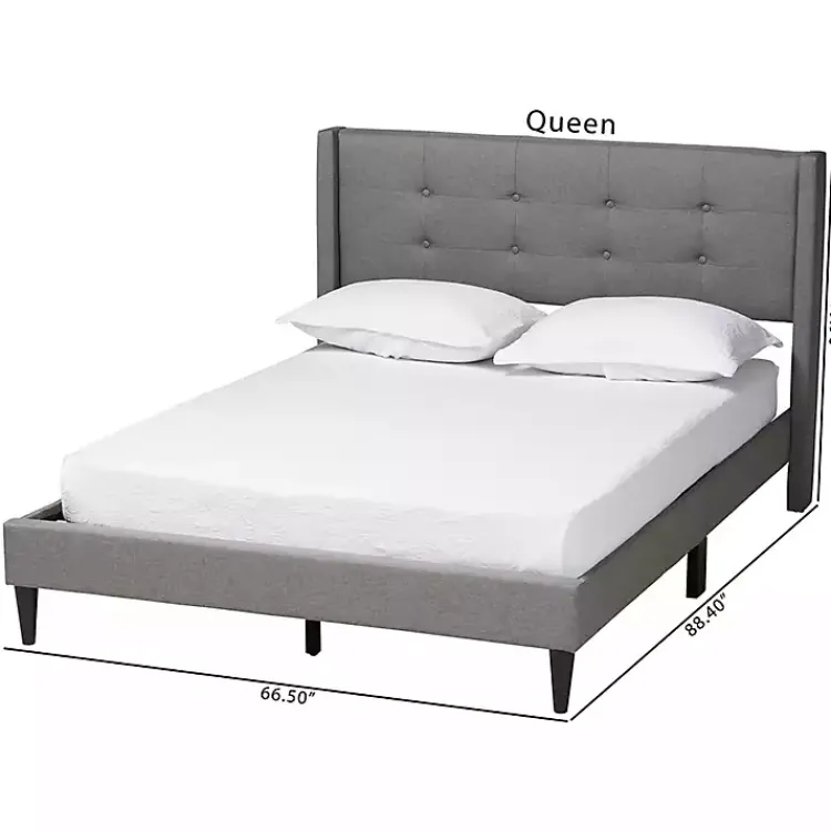 Kirklands Home Beds & Headboards|Amala Button Tufted Queen Bed Frame Gray