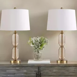 Kirklands Home Table Lamps|Amber Faceted Glass Table Lamp Brown