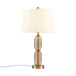 Kirklands Home Table Lamps|Amber Faceted Glass Table Lamp Brown