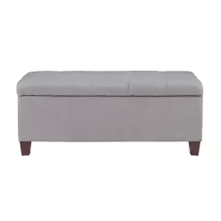 Kirklands Home Entryway Furniture|Amelia Tufted Shoe Storage Ottoman Bench Gray