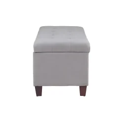 Kirklands Home Entryway Furniture|Amelia Tufted Shoe Storage Ottoman Bench Gray