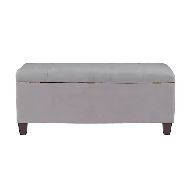 Kirklands Home Entryway Furniture|Amelia Tufted Shoe Storage Ottoman Bench Gray