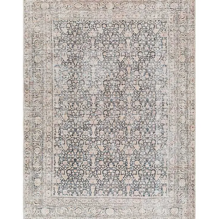 Kirklands Home Area Rugs|Amelie Black Traditional Washable Area Rug, 6x9