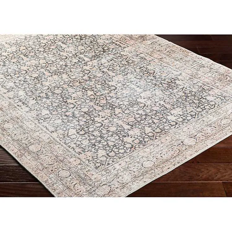 Kirklands Home Area Rugs|Amelie Black Traditional Washable Area Rug, 7x10