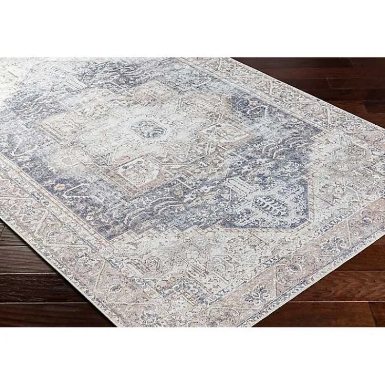 Kirklands Home Area Rugs|Amelie Navy Blue Classic Washable Area Rug, 6x9