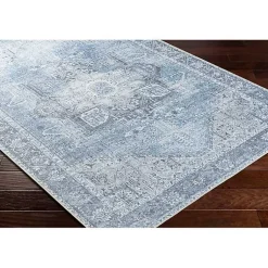 Kirklands Home Area Rugs|Amelie Silver Classic Washable Area Rug, 5x7 Blue