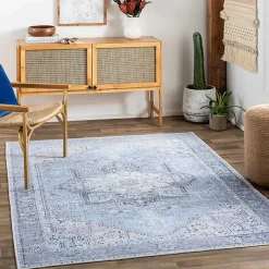 Kirklands Home Area Rugs|Amelie Silver Classic Washable Area Rug, 6x9 Blue