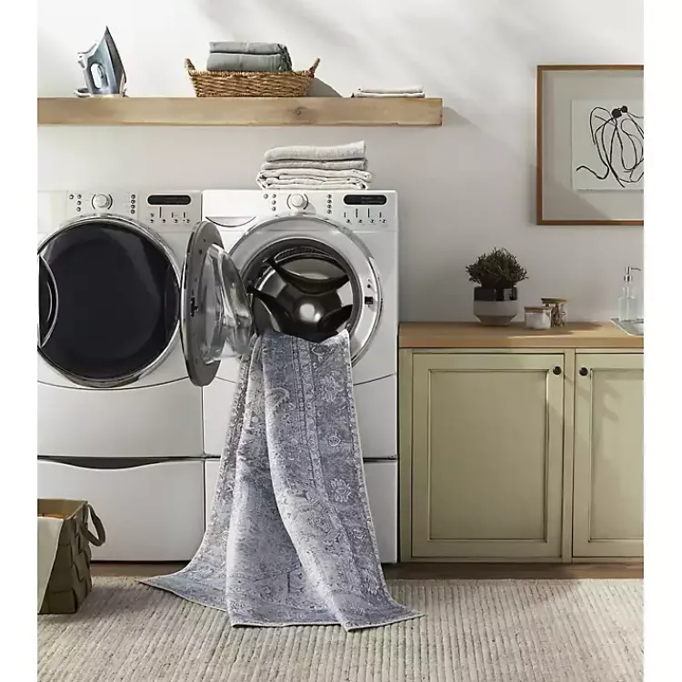 Kirklands Home Area Rugs|Amelie Silver Classic Washable Area Rug, 6x9 Blue