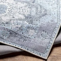 Kirklands Home Area Rugs|Amelie Silver Classic Washable Area Rug, 8x12 Blue