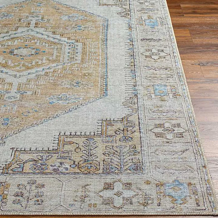 Kirklands Home Area Rugs|Amelie Yellow Traditional Washable Area Rug, 7x10