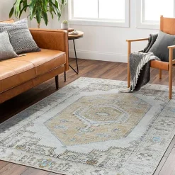 Kirklands Home Area Rugs|Amelie Yellow Traditional Washable Area Rug, 8x12