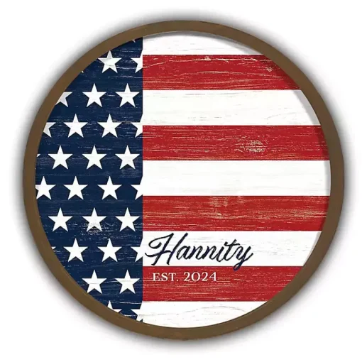 Kirklands Home Wall Plaques|American Flag Personalized Brown Frame Wall Plaque