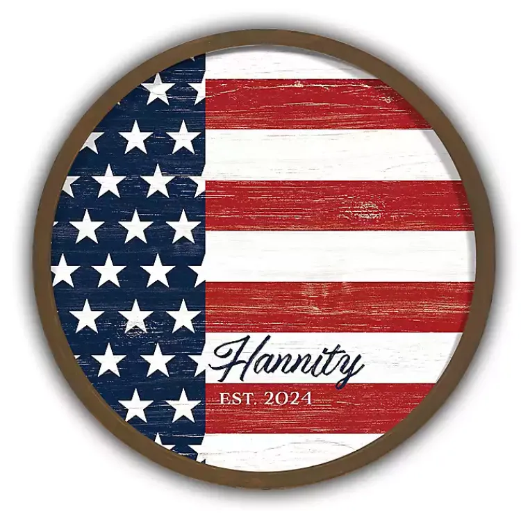 Kirklands Home Wall Plaques|American Flag Personalized Brown Frame Wall Plaque
