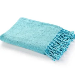 Angel Checkered Weave Fringe Throw Blankets & Throws