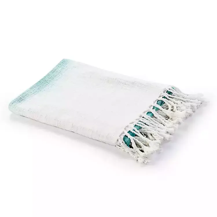 Angel Blue Shibori Slab Fringe Throw Blankets & Throws