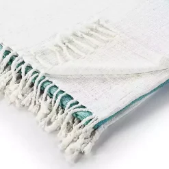 Angel Blue Shibori Slab Fringe Throw Blankets & Throws