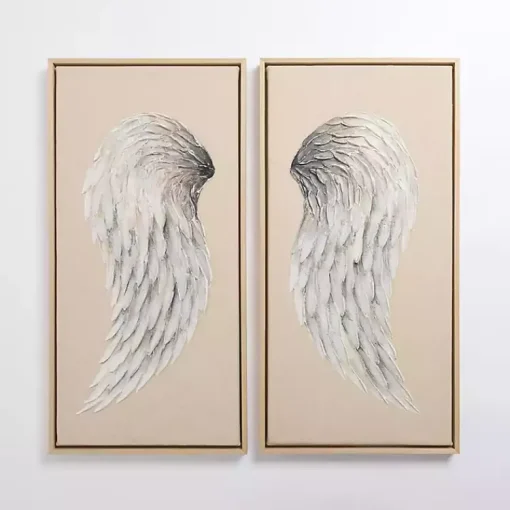 Kirklands Home Canvas Art|Angel Wings Framed Canvas Art Prints, Set of 2