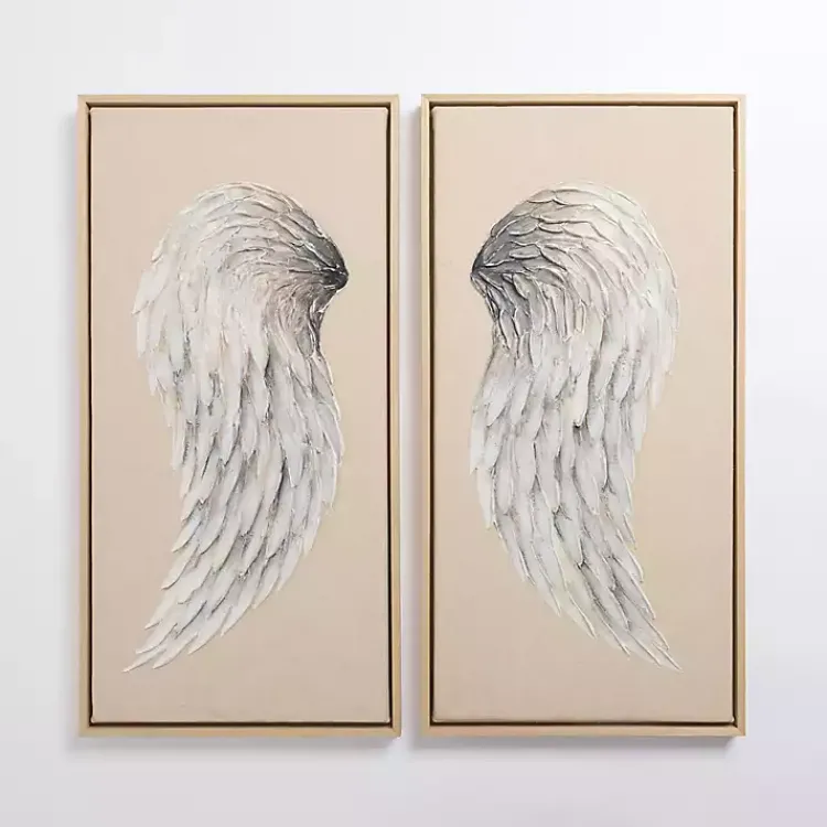 Kirklands Home Canvas Art|Angel Wings Framed Canvas Art Prints, Set of 2