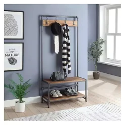 Kirklands Home Entryway Furniture|Annalee Industrial Metal and Wood Hall Tree