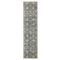 Kirklands Home Area Rugs|Anthracite Granary Floral Runner, 2x10 Blue