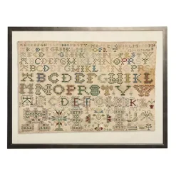 Kirklands Home Framed Art|Antique ABC Sampler Framed Wall Art Tan