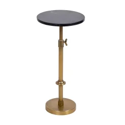 Kirklands Home Accent & End Tables|Antique Brass and Marble Adjustable Table Black