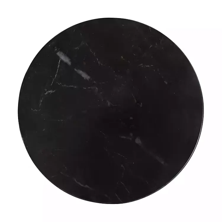 Kirklands Home Accent & End Tables|Antique Brass and Marble Adjustable Table Black