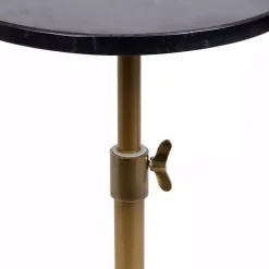 Kirklands Home Accent & End Tables|Antique Brass and Marble Adjustable Table Black