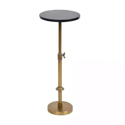 Kirklands Home Accent & End Tables|Antique Brass and Marble Adjustable Table Black